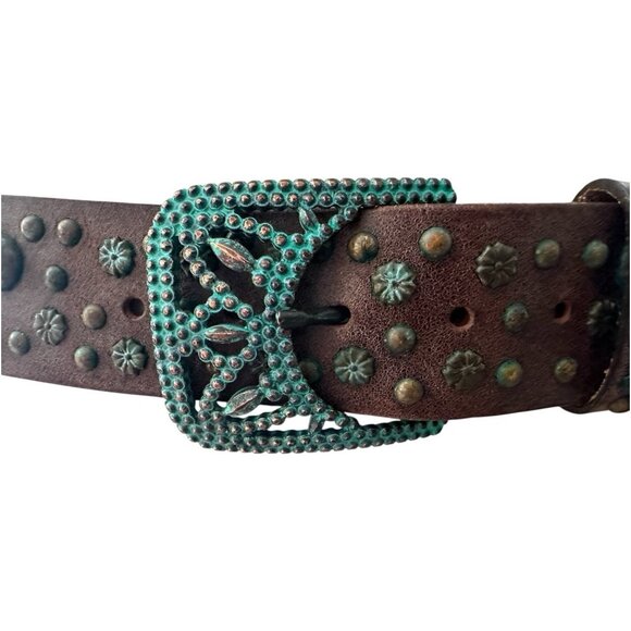 Streets Ahead Belt Women Large Studs Italian Leather Ribel Italy Buckle Western main image 13